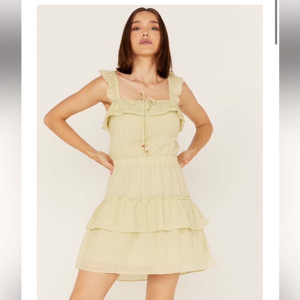 NWT Heartloom RIANNE RUFFLE TIERED DRESS size M Green - Picture 3 of 11